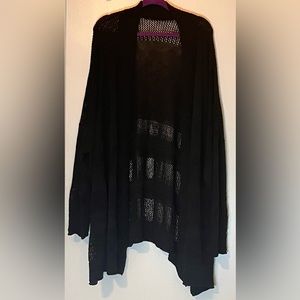 Women's Black Open Knit Cardigan Size 5X